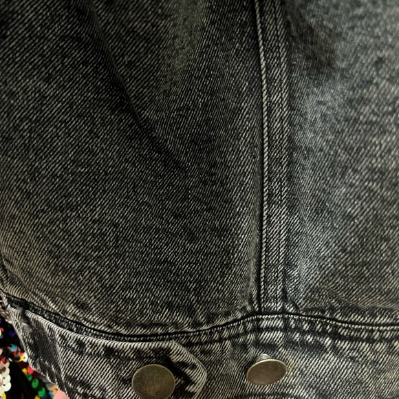 Flying Tomato Black Denim Sequin Sleeve Jacket Oversized Large NWOT - Picture 9 of 13